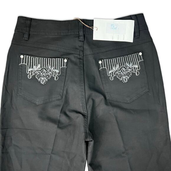 Otto Gi Italy Black Silver Embellished Pockets Bootcut Pants sz 38 / 8 NEW Tags - Picture 8 of 14